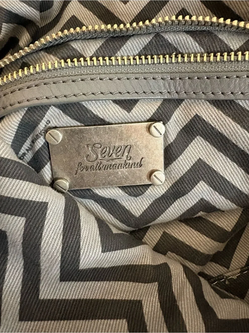 Seven for All Mankind Gray Leather Hobo Bag